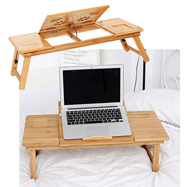Lazy Bot Computer Desk Bamboo Laptop Desk Tray Lap Desks Height Adjustment Fold Lazy Table ...