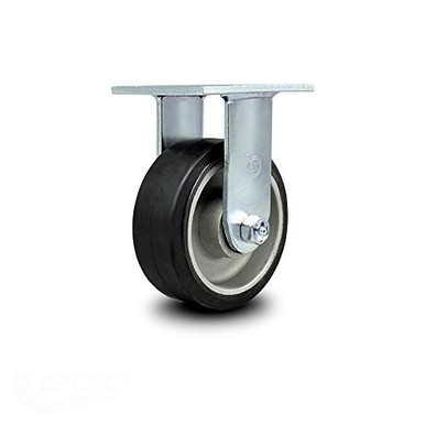 Rubber on Aluminum Rigid Top Plate Caster w 5 inch x 2 inch Black Wheel ...