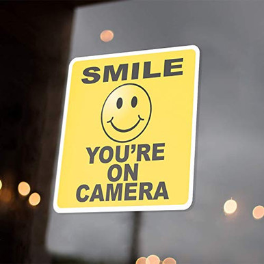 Smile Youre On Camera Sticker Decal Sign - Warehousesoverstock