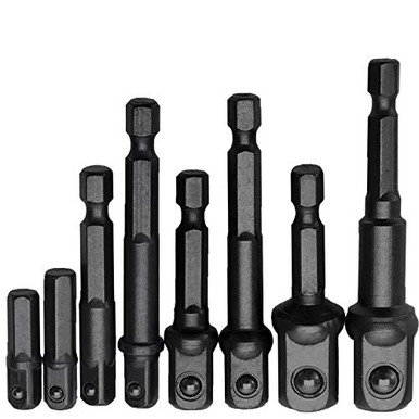 Impact Socket Adapter Set - 1 4 Inch Hex Shank Extension Square Driver ...