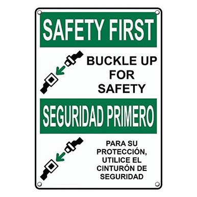 Weatherproof Plastic Vertical OSHA Safety First Buckle Up for Safety ...