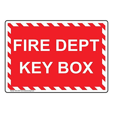 Fire Dept Key Box Safety Sign 10x7 inch Plastic for Fire Safety ...