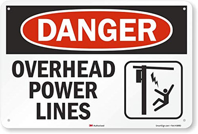 SmartSign inch Danger - Overhead Power Lines inch Sign 12 inch x 18 ...