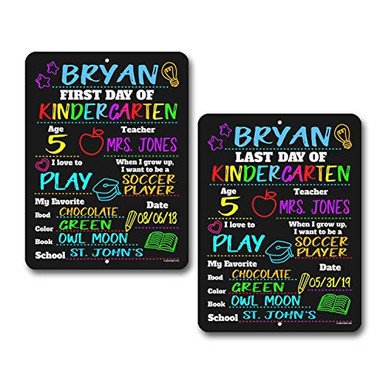 First and Last Day of School HDG-1143 Set of 2 Chalkboard Style Photo ...