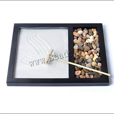 Stapel-Steine Zen Garten Desktop Set – Handgefertigter Mini-Garten Mit 5 Steinen, Sand & Rechen