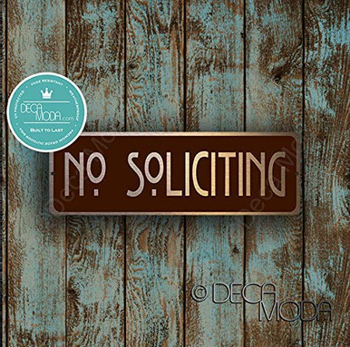 „No Soliciting“ Schild Für Zuhause – 14x30 Cm, Aluminium, Mit Metallpfählen | Abweisungsschild Für Garten & Haustür