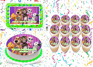 Talking Tom And Friends Cake Topper Edible Image Personalized Cupcakes ...