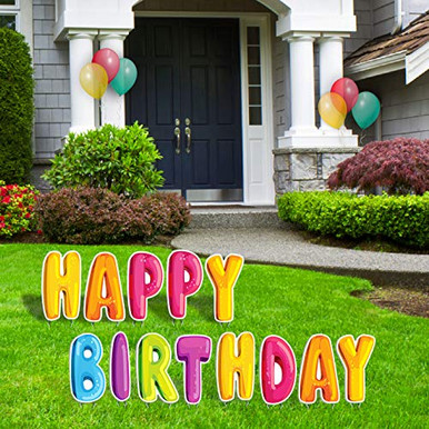 Bigtime Signs Happy Birthday Yard Signs - Colorful Lawn Letters with