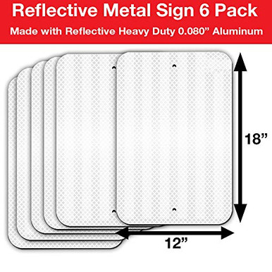 VSE 12 inch x18 inch Blank White Reflective Metal Signs .080 Aluminum ...