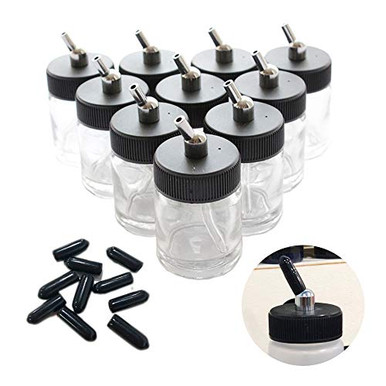 30 Bouchons De Flacon Pour Aérographe Avec Couvercles Siphon - Noir