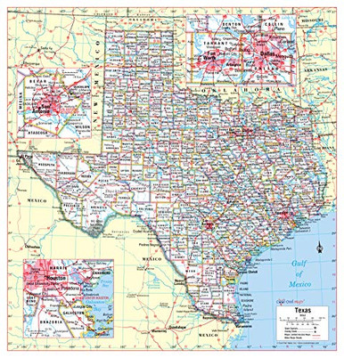 Cool Owl Maps Texas State Wall Map Poster Rolled Laminated 24 inch x25 ...