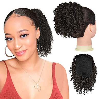 Drawstring Ponytail Afro Kinky Curly Ponytail for Black Women PEACOCO 6 ...