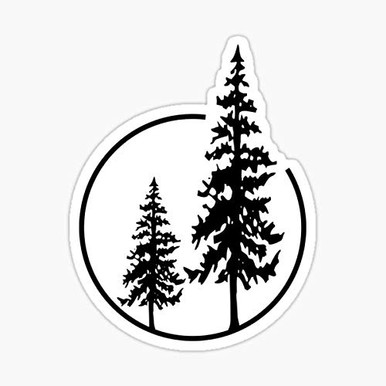 Two Simple Trees in a Circle Sticker - Sticker Graphic - Auto Wall ...