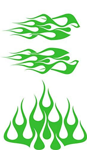 Multicolor Green Racing Flames Wild Dingos LLC - STYLE1 Multi-Color Flame Decal Kit Golf Cart UTV RC ...