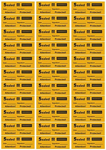 Yellow Security Sticker Tamper Stickers -Medium Yellow/Black- - 100 Pcs Tamper Proof Stickers ...