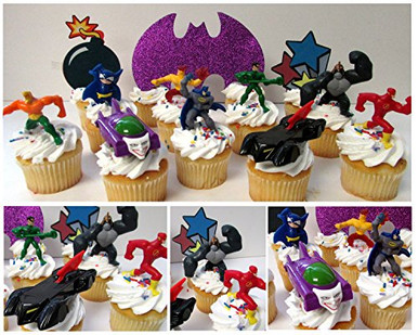 DC COMICS 12 Piece Birthday CUPCAKE Topper Set Featuring 7 RANDOM DC ...