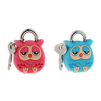 Cute Pattern Lock Baoblaze 2 Set Kawaii Security Lock Cartoon Pink and Green Owl Small ...