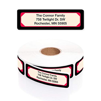 Red and Black Borders Designer Rolled Address Labels with Elegant ...