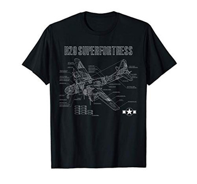 World War 2 Aircraft Blueprint WWII B29 Superfortress Bomber T-Shirt ...
