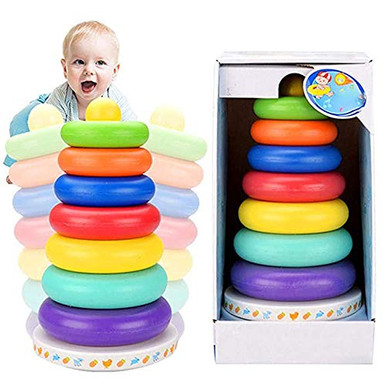Rainbow Stacking Rings Toy Classic Stacker ToysMusic Rainbow Tower ...