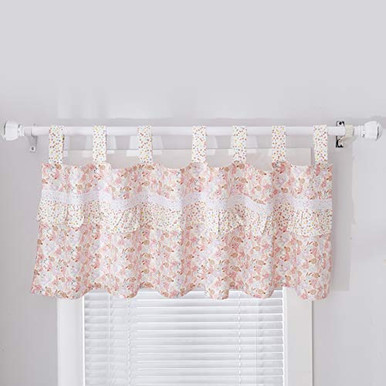 Brandream Baby Girls Farmhouse Floral Window Valance Blush Pink Ruffle ...