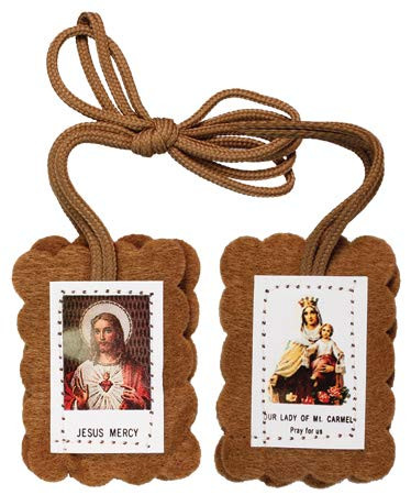 Brown Scapular Our Lady of Mount Carmel and the Sacred Heart of Jesus ...