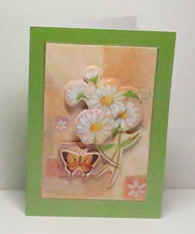 Handmade 3D Daisies and Butterfly Blank Greeting Card with Gold ...