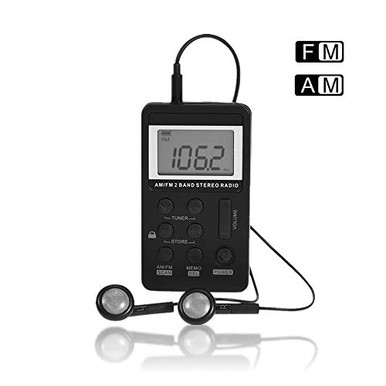 Digital FM Radio Mini AM/FM 2 Band Stereo Pocket Radio Receiver with ...