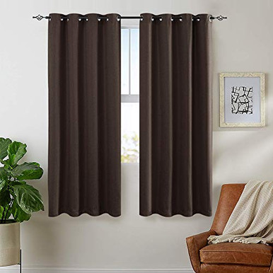 jinchan Linen Look Curtains for Living Room Thermal Insulated Room ...