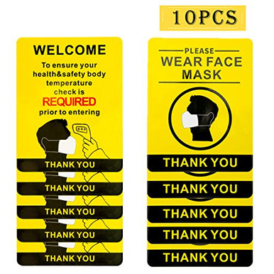 10 Pcs Please Wear Face Mask Sign and Temperature Check Required Sign ...