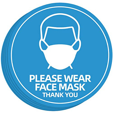 8" "Please Wear Face Mask" Sign Sticker, KAFIEER Face Cover Required ...