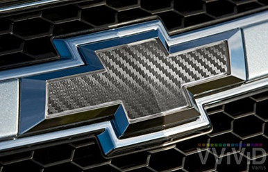 XYC Compatible With Chevrolet 2 Pcs Carbon Fiber Bowtie Emblem Overlay Sheets Front/Back Vinyl Decal Wrap
