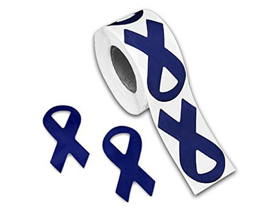 Fundraising For A Cause - Dark Blue Ribbon Shaped Stickers Dark Blue ...