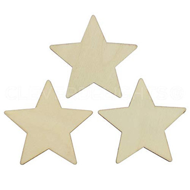 CleverDelights 2 Inch Wood Stars - 100 Pack - 1/16 inch Thick - 2 inch ...