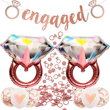 Engagement Party Decorations-Rose Gold Diamond Wedding Ring Balloons ...