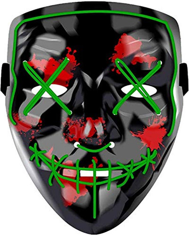 Led Light Up Mask with Neon Wires, Halloween Mask, Adjustable Scary ...
