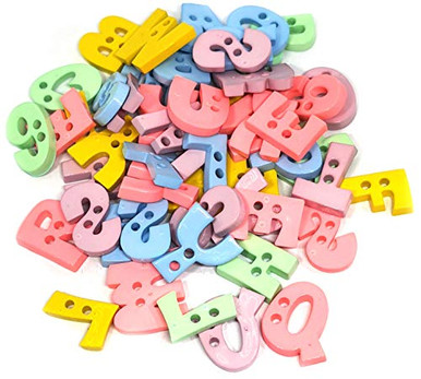 50 Pcs a to Z Alphabet Letter Buttons 2 Holes (Random Pick) for Craft ...