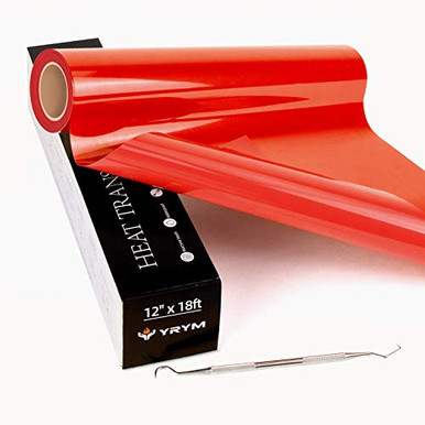 YRYM Heat Transfer Vinyl Red HTV Vinyl Roll - 12 inch x 18ft Red Iron ...