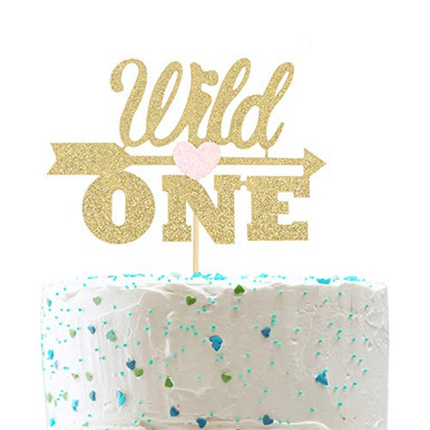 Wild One with Arrow Cake Topper - Gold Glitter First Birthday Cake ...