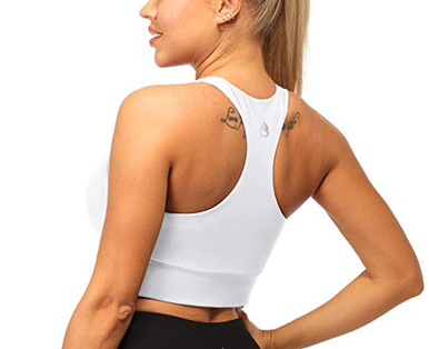 Icyzone Women's Sports Tops With Integrated Bra, Longline