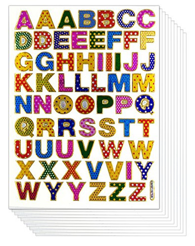 0.5 Inches A-Z Letter 10 Sheets Colorful Alphabet Letters Self-adhesive ...