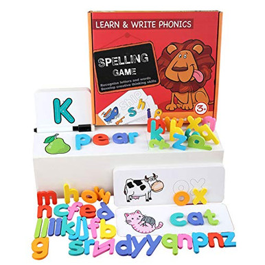 Docooler See and Spell Learning Toys Wooden Spelling Words Game Letter ...