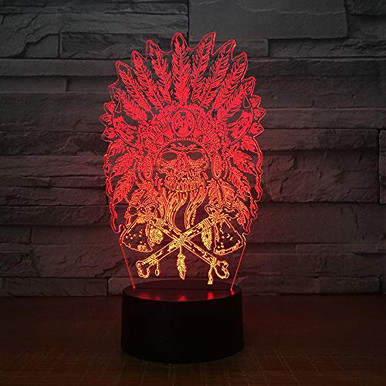 3D Illusion Lamp Tribal Chief Skeleton Led Night Light, 16 Color ...