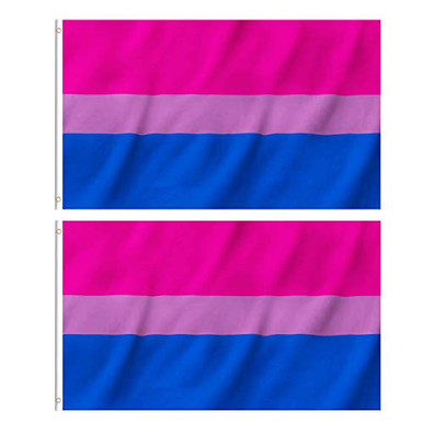 EKEV 2 Pack 3x5 Foot Bisexual Pride Flag LGBT Bi Gay Flags with Brass