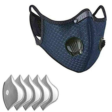 Navy Blue Activated Carbon Filters Adjustable Double Reusable Washable ...