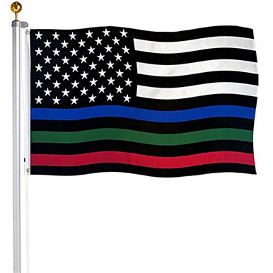 Embroidered Thin Blue Green Red Line Flag- 3x5 Outdoor Heavy Duty 210D Polyester All Lives Matter Police Firefighter Military Flags Banner With 2 Grom~p113388058