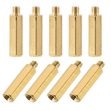 Uxcell M5x15mm+7mm Male-Female Brass Hex Standoff – 10-Pack, PCB Spacer For FPV Drone, Quadcopter, Computer Motherboard & Circuit Boards
