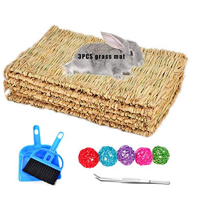 Hamiledyi 3 Pack Rabbit Bunny Mat Natural Straw Woven Grass Bed Mat ...