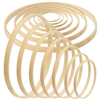 UPlama 14PCS 7Sizes Wooden Bamboo Floral Hoop Set Macrame Craft Hoop ...