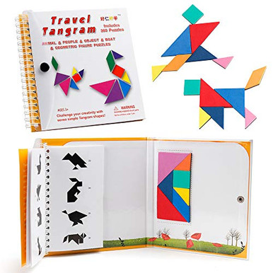 Coogam Travel Tangram Puzzle - Magnetic Pattern Block Book Road Trip ...